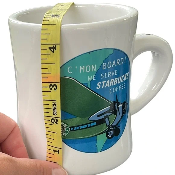 Starbucks Vintage 2001 Barista C'Mon Board Diner Style Coffee Mug Airplane - Picture 11 of 15